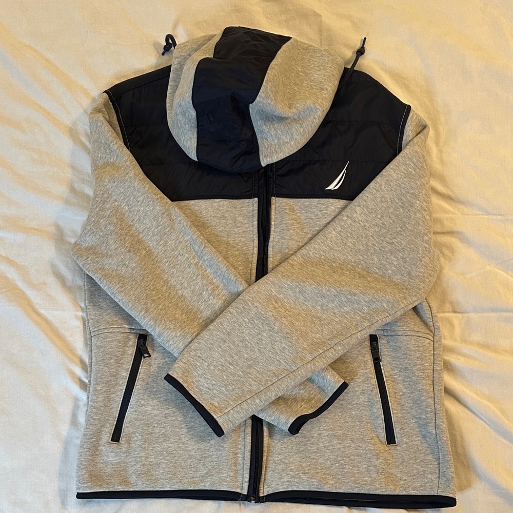 Nautica Gray and Navy Hooded Jacket